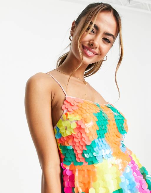 Maya - Mini-jurk versierd met trosjes lovertjes in felle kleuren | ASOS