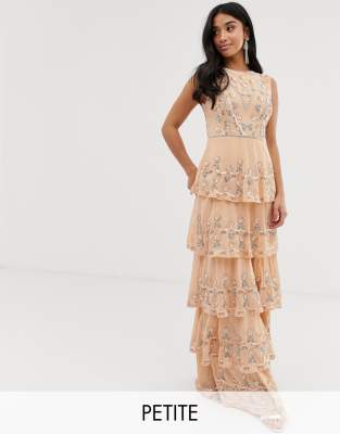 peach embellished maxi dress