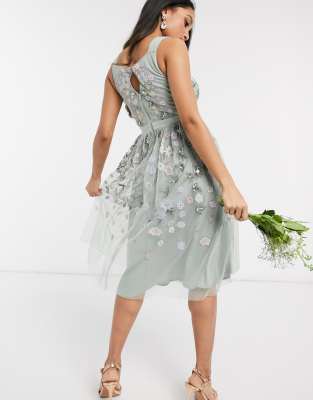 maya petite embroidered midi dress