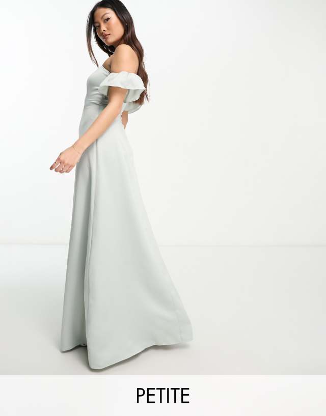 Maya Petite Bridesmaid bardot maxi dress in Pale Gray