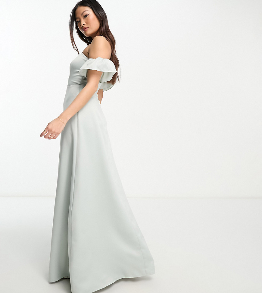 Maya Petite Bridesmaid bardot maxi dress in Pale Grey