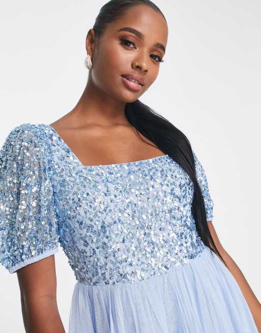 Baby blue shop puff sleeve dress