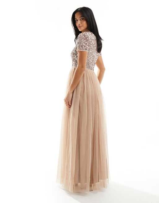 Maya short sleeve hot sale sequin maxi dress