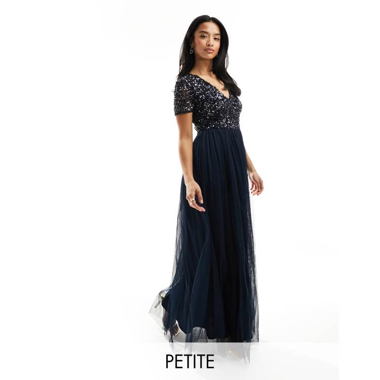 Maya petite long sleeve sequin outlet top maxi tulle dress