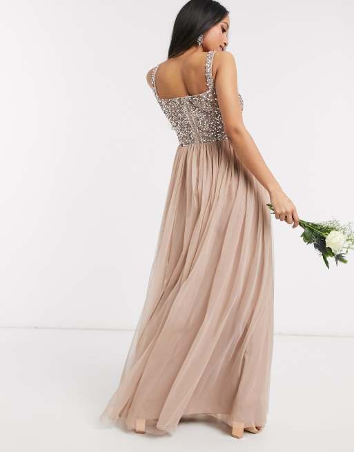 Asos taupe outlet blush bridesmaid dresses