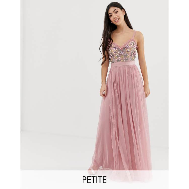Maya cami strap contrast embellished top tulle hotsell detail maxi dress in vintage rose