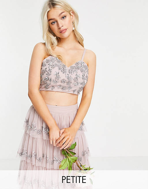 Maya Petite embellished cami top in frosted pink co ord