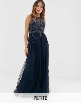 navy embellished maxi dress