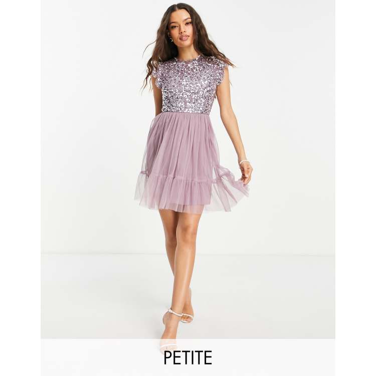 Maya Moody Lilac Embellished Halter Neck Midi Dress