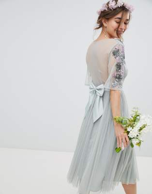 maya plus embellished tulle sleeve maxi tulle dress