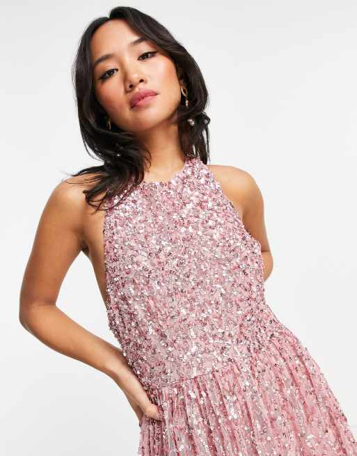 printed tiered halter midi dress Entro Amber Floral Tiered Midi Dress with Bow-Tie Halter Neck Large main image 0