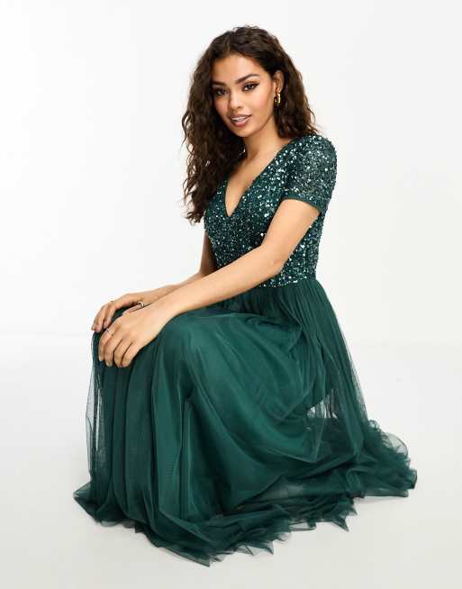 It Was All A Dream Emerald Green Tulle Maxi Dress