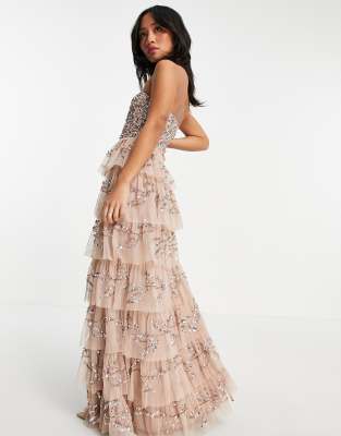 Vestito lungo a balze clearance