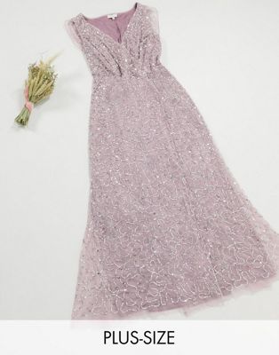 plus size lilac maxi dress