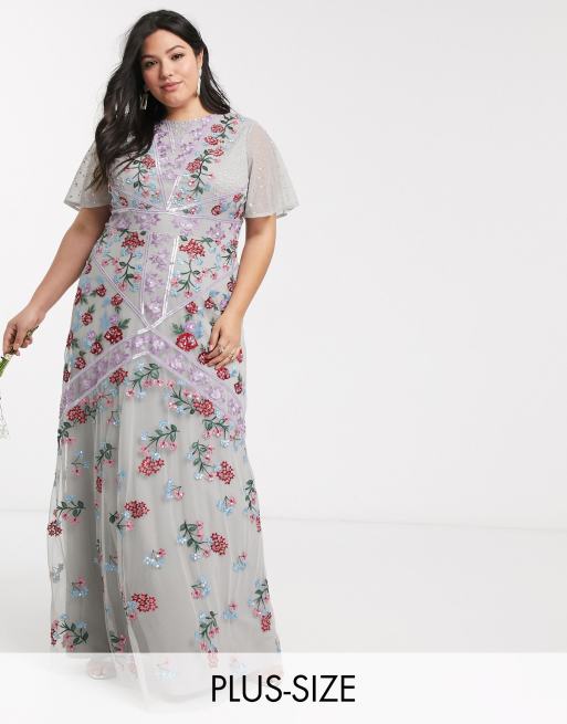 fluted sleeve maxi dress