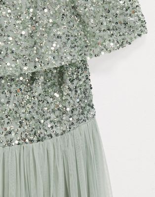 maya bardot sequin bodice maxi dress