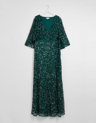 silver mirrored sequin wrap jumpsuit