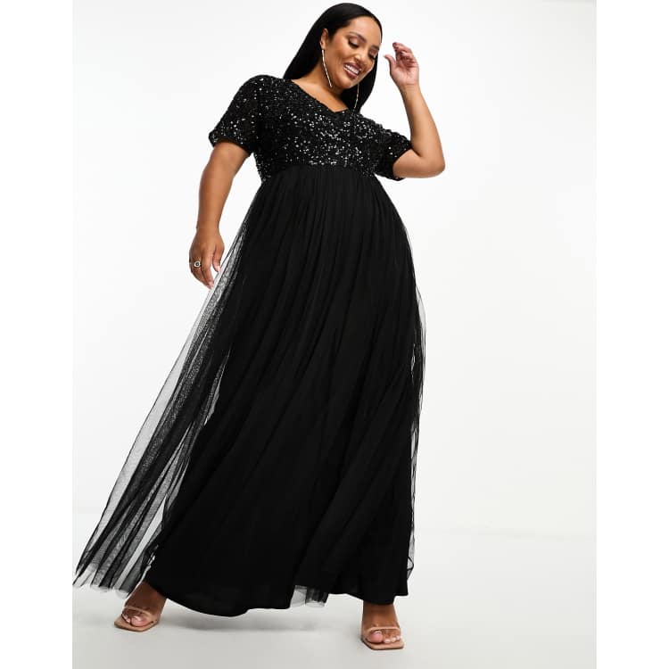 Plus size black tulle sales dress