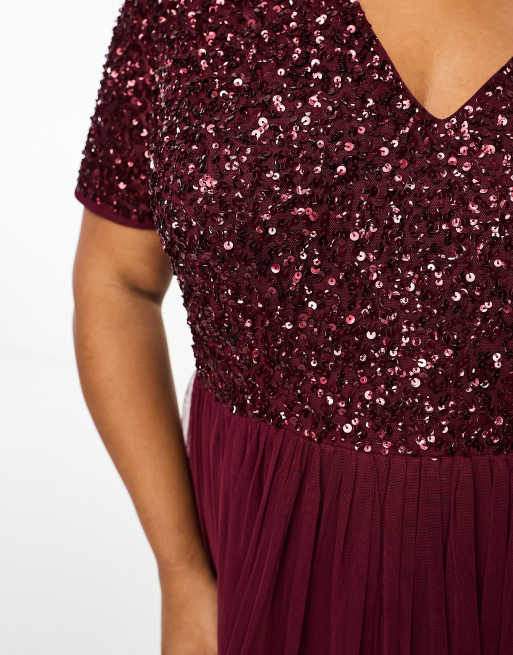 Vivianne Mauve Short A-Line Tulle Dress w/ Sequins