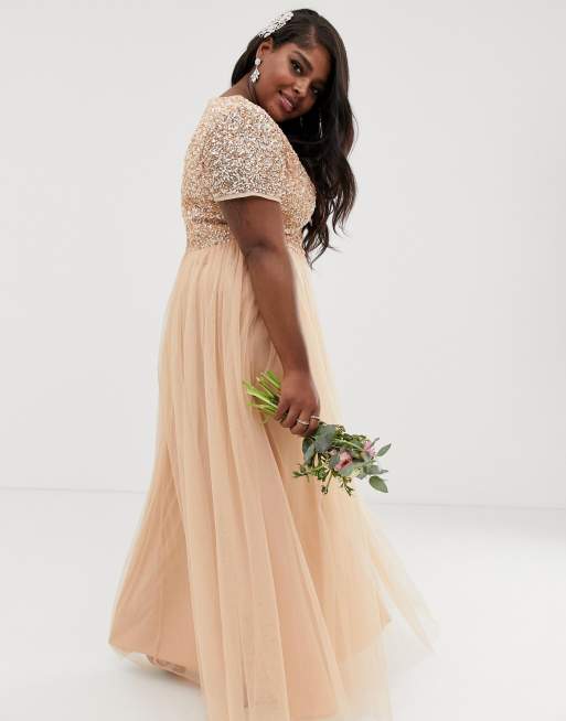 Asos peach hot sale bridesmaid dress