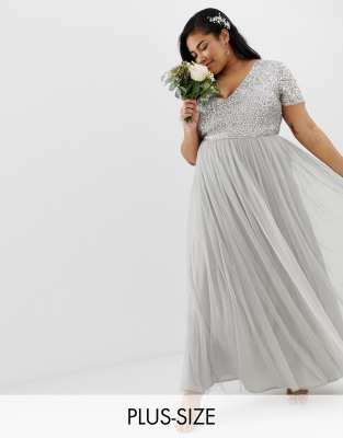 white and silver plus size dress