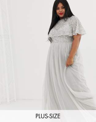 plus size silver maxi dress