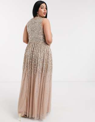 sequin plunge maxi dress