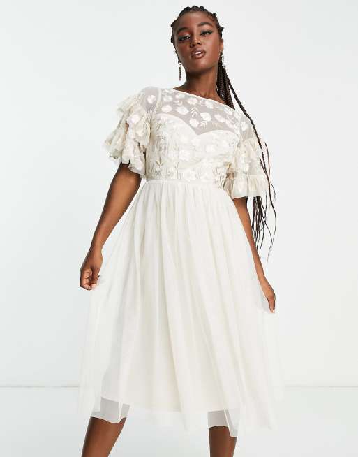 Tulle midi discount dress in white