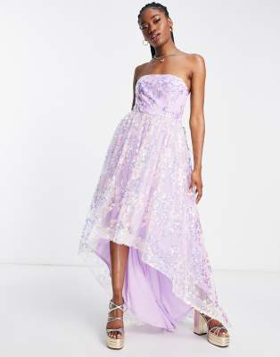 Maya Dress With High Low Hem In Lilac-purple