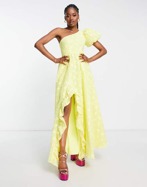 Yellow floral sale lace dress