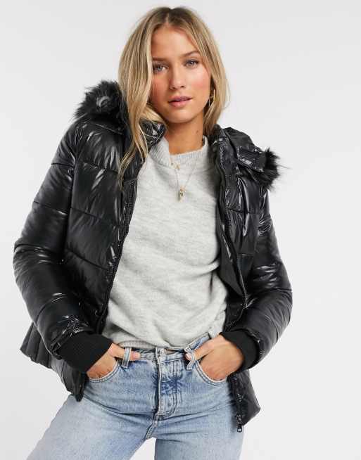 Shiny black best sale bubble jacket