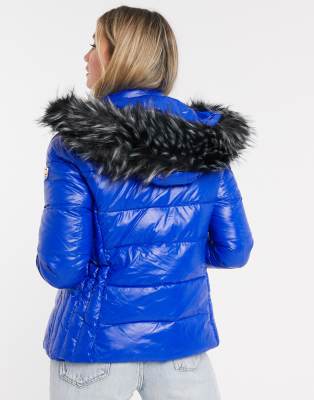 maya faux fur hood bubble coat