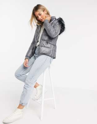 maya faux fur hood bubble coat