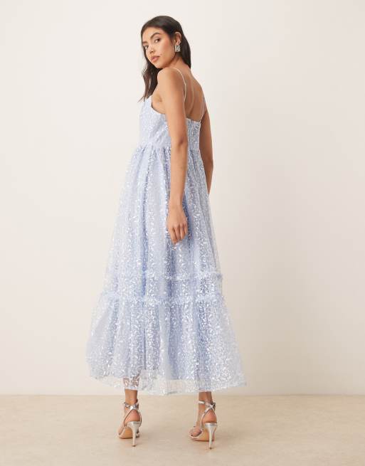 Maya - Robe longueur mollet à fines bretelles - Bleu clair, 2 de 4