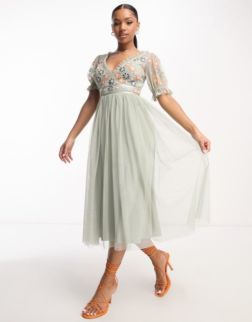 Maya tulle midi outlet dress