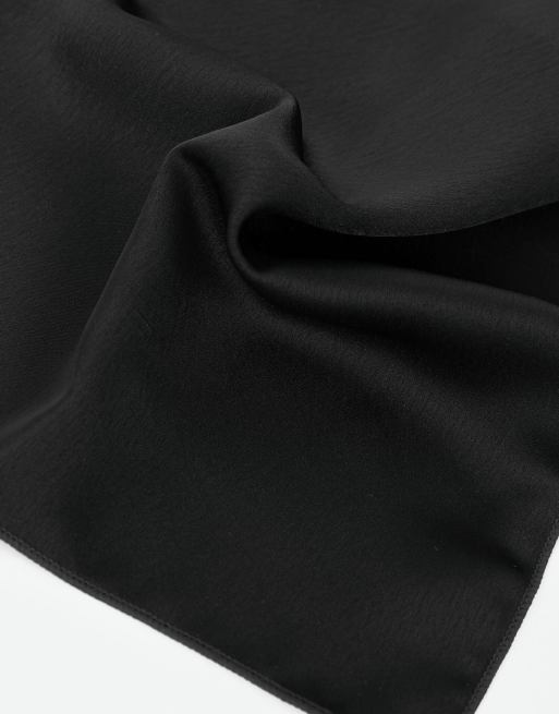 Maya Satin bow tie pocket square set in black, 3 of 4