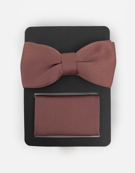 Maya Satin bow tie pocket square set in copper rose - view 1