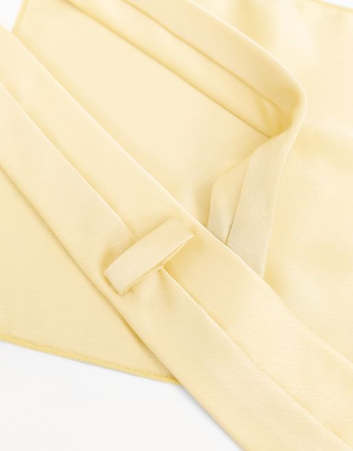 Maya Satin tie pocket square set in butter yellow, 3 of 3
