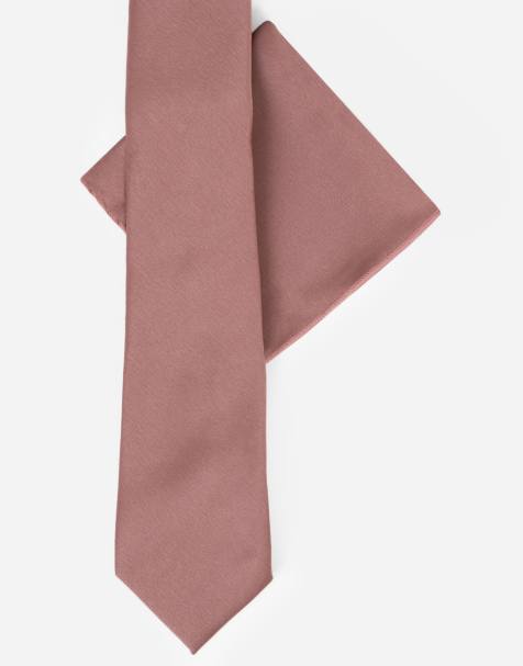 Maya Satin tie pocket square set in copper rose - view 1