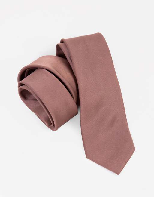 Maya Satin tie pocket square set in copper rose, 3 of 3