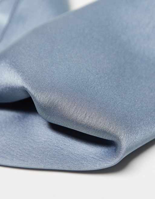 Maya Satin tie pocket square set in dusty blue, 2 of 3