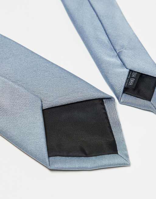 Maya Satin tie pocket square set in dusty blue, 3 of 3
