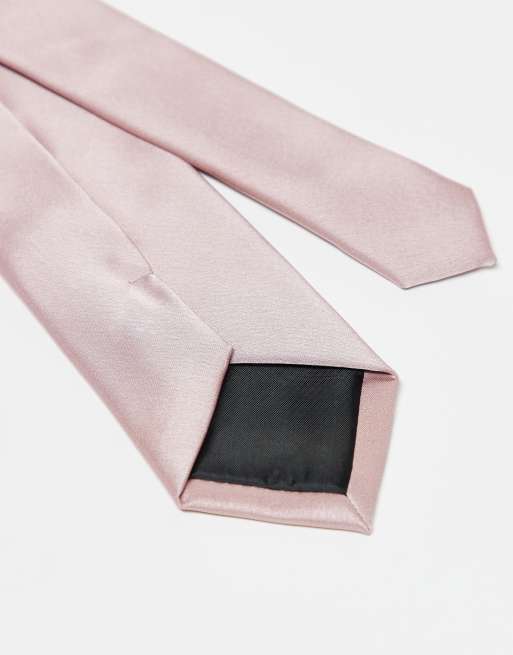 Maya Satin tie pocket square set in frosted pink, 3 of 3
