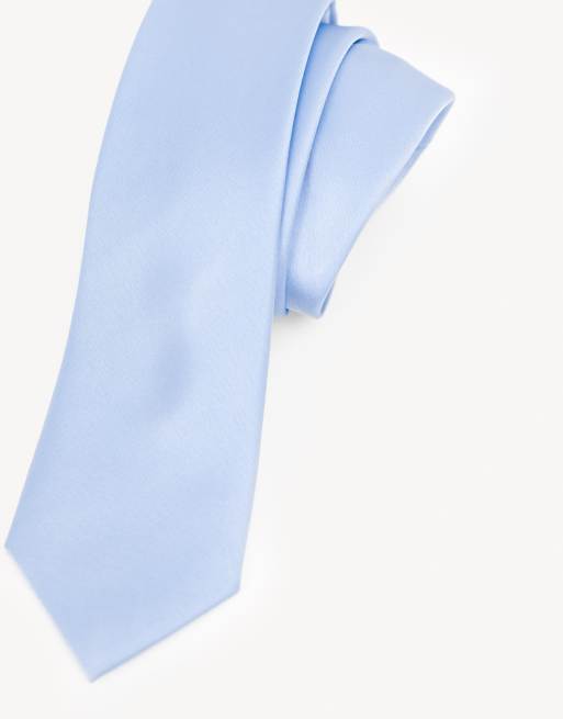 Maya Satin tie pocket square set in light blue, 2 of 3