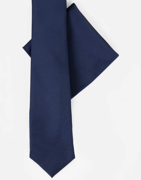 Maya Satin tie pocket square set in navy - view 1