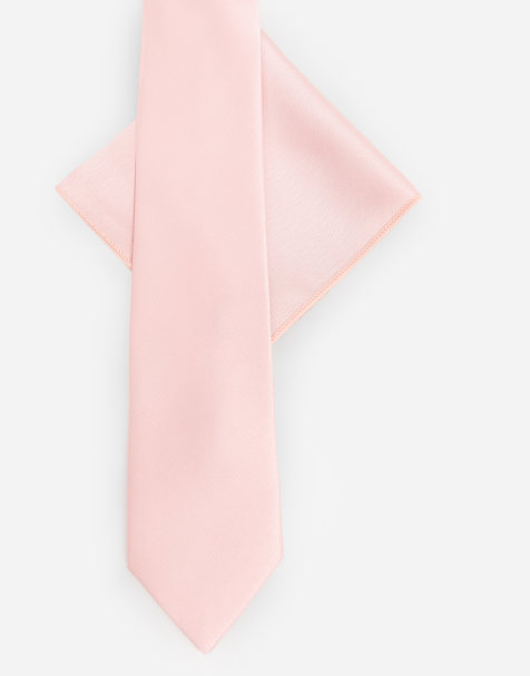 Maya Satin tie pocket square set in pale pink - view 1