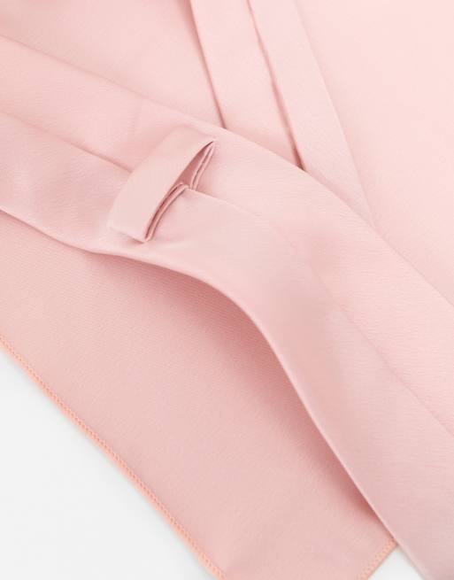 Maya Satin tie pocket square set in pale pink, 3 of 4