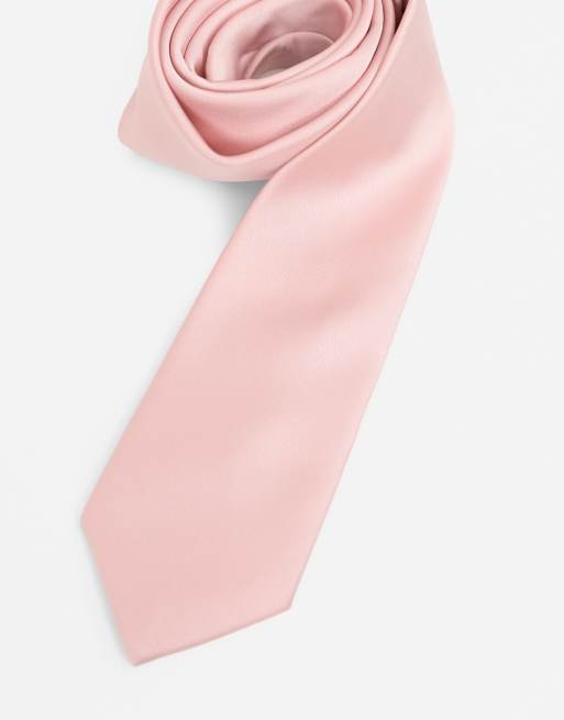 Maya Satin tie pocket square set in pale pink, 4 of 4