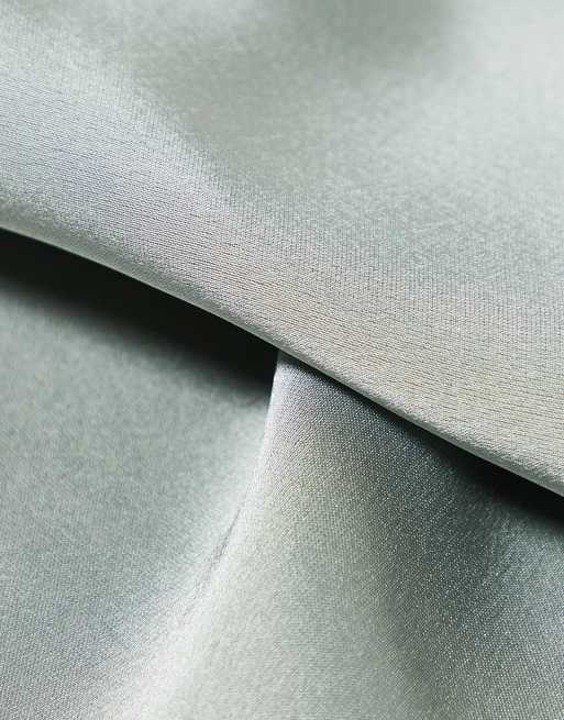 Maya Satin tie pocket square set in sage green, 2 of 3