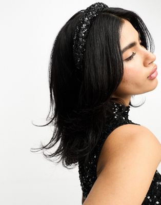 Maya Bridesmaids delicate sequin headband in black - ASOS Price Checker